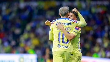 Richard Sanchez celebrates his goal 1-2 with Diego Valdes of America during the game Cruz Azul vs America, corresponding to Round 07 of the Torneo Apertura 2023 of the Liga BBVA MX, at Azteca Stadium, on September 02, 2023.
<br><br>
Richard Sanchez celebra su gol 1-2 con Diego Valdes de America durante el partido Cruz Azul vs America, correspondiente a la Jornada 07 del Torneo Apertura 2023 de la Liga BBVA MX, en el Estadio Azteca, el 02 de Septiembre de 2023.
