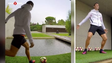 Sííííí!! Cristiano plays shoot down the drone in his back garden