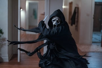 Ghostface in Paramount Pictures and Spyglass Media Group's "Scream VI."
© 2023 Paramount Pictures. Ghost Face is a Registered Trademark of Fun World Div., Easter Unlimited, Inc. ©1999. All Rights Reserved.