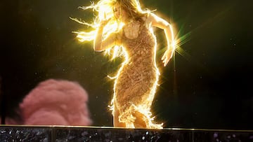 MIAMI GARDENS, FLORIDA - JUNE 06: (EDITOR'S NOTE: Image created using a star filter.) Shakira performs onstage during Shakira: Las Mujeres Ya No Lloran World Tour - Miami at Hard Rock Stadium on June 06, 2025 in Miami Gardens, Florida. (Photo by Kevin Mazur/Getty Images for Live Nation)