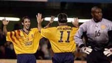 <b>DESTACADO.</B> El madridista Juanfran, que ha dado el pase del gol a Javi Moreno, ha sido uno de los mejores jugadores del partido.