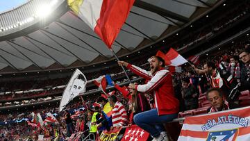 La afición del Atlético en el Wanda Metropolitano.