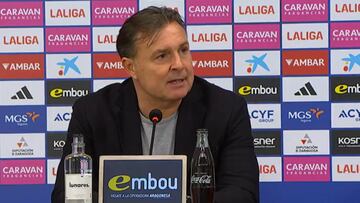 Cristobal Parralo durante la rueda de prensa posterior al Zaragoza - Racing de Ferrol