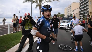 Pozzovivo cayó en los kilómetros finales de la primera etapa del Tour 2020.