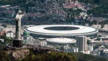 Imagen a&eacute;rea del Corcovado y del estadio de Maracan&aacute;. 