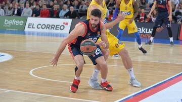 Patricio Garino, durante un partido de la Euroliga frente al Maccabi.