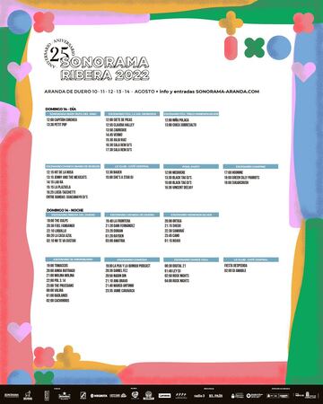 Los horarios del 14 de agosto del Sonorama.