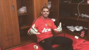 Valdés colgó una foto la semana pasada en el vestuario de Old Trafford