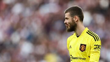 David De Gea, jugador del Manchester United, se lamenta durante el partido ante el West Ham.