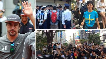Aficionados de Alonso en Tokio.