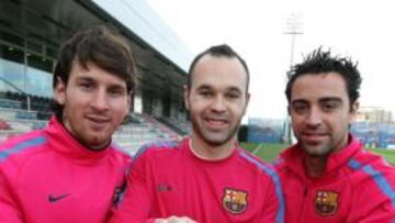<b>TRÍO DE ORO. </b>Messi, Iniesta y Xavi son los valores del Barça actual y el fruto de muchos años de trabajo de la cantera del Barcelona.