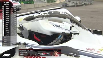 Así quedó el Halo de Leclerc tras el impacto de Alonso.