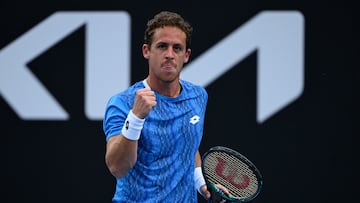 Tennis - Australian Open - Melbourne Park, Melbourne, Australia - January 15, 2025 Spain's Roberto Carballes Baena reacts during his second round match against Australia's James Duckworth REUTERS/Jaimi Joy