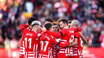GIRONA, SPAIN - FEBRUARY 05: Borja Garcia of Girona FC celebrates after scoring their first side goal during the LaLiga Santander match between Girona FC and Valencia CF at Montilivi Stadium on February 05, 2023 in Girona, Spain. (Photo by Eric Alonso/Getty Images)