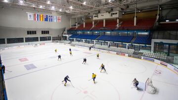 Entrenamiento de la Selección española de hockey hielo previo al Mundial de Madrid.