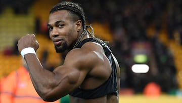 NORWICH, ENGLAND - DECEMBER 21: Adama Traore of Wolverhampton Wanderers celebrates at full time during the Premier League match between Norwich City and Wolverhampton Wanderers at Carrow Road on December 21, 2019 in Norwich, United Kingdom. (Photo by Sam 