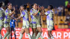  Chrestinah Kgatlana celebrates her goal 2-0 of Tigres during the 10th round match between Tigres UANL and Queretaro as part of the Torneo Clausura 2024 Liga MX Femenil at Universitario, on March 08, 2024 in Monterrey, Nuevo Leon Mexico.