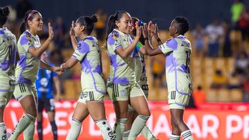  Chrestinah Kgatlana celebrates her goal 2-0 of Tigres during the 10th round match between Tigres UANL and Queretaro as part of the Torneo Clausura 2024 Liga MX Femenil at Universitario, on March 08, 2024 in Monterrey, Nuevo Leon Mexico.