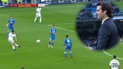 La reacción de Solari al golazo de Isco que levantó al Bernabéu