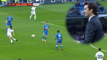 La reacción de Solari al golazo de Isco que levantó al Bernabéu