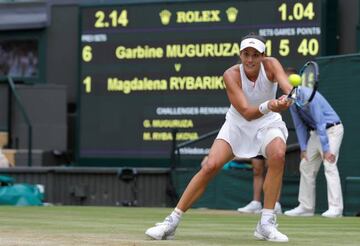 Spain’s Garbine Muguruza in action during her semi final match against Slovakia’s Magdalena Rybarikova