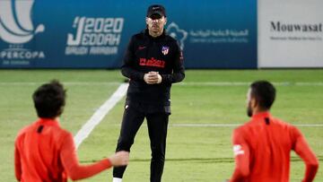 Simeone durante un entrenamiento del Atlético.