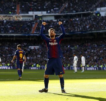 Lionel Messi of Barcelona scores his side's second goal from the penalty spot.