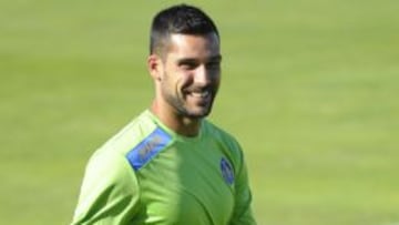 Moyà, en un entrenamiento con el Getafe.