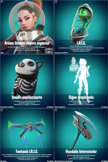 Todos los objetos de Ariana Grande Viajera Espacial en Fortnite