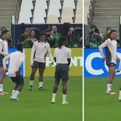 Bellingham and Vinicius share laughs in Real Madrid training before Intercontinental Cup Final