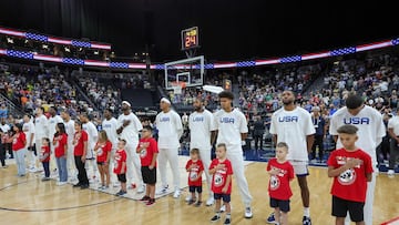 El USA Basketbbal Team, antes del partido amistoso ante Puerto Rico.