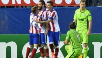 Los jugadores del Atl&eacute;tico celebran un gol ante la Juve. 
 