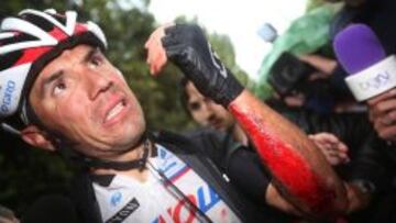 Purito, ensangrentado en meta.