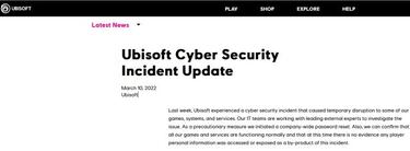 Ubisoft sufre un ciberataque, pero “no hay pruebas” de que se hayan robado datos personales