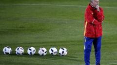 Vicente del Bosque durante un entrenamiento en la Ciudad del F&uacute;tbol de Las Rozas.