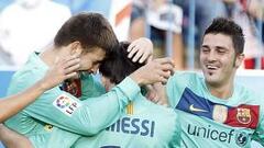 <b>GOLEADORES.</b> Messi y Piqué marcaron los dos tantos del Barcelona ante el Atlético.