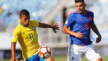 Colombia y Brasil en el Sudamericano sub 20