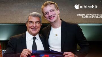 Joan Laporta y Volodymyr Nosov.