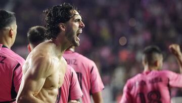 FORT LAUDERDALE, FLORIDA - MAY 18: Leonardo Campana #8 of Inter Miami celebrates his goal during the second half against the D.C. United at Chase Stadium on May 18, 2024 in Fort Lauderdale, Florida. Carmen Mandato/Getty Images/AFP (Photo by Carmen Mandato / GETTY IMAGES NORTH AMERICA / Getty Images via AFP)