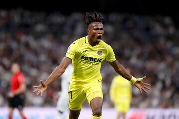 Chukwueze celebra uno de sus dos goles en Chamartín.