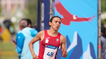 Emiliano Hernandez of Mexico during the Modern Pentathlon - Mens Relay Final Laser Run competition at the XIX Pan American Games Santiago de Chile 2023, at the Military School, on October 27, 2023.
<br><br>
Emiliano Hernandez de Mexico durante la competencia de Pentatlon Moderno -Relevos Masculino Carrera y Laser Final de los XIX Juegos Panamericanos Santiago de Chile 2023, en la Escuela Militar, el 27 de octubre de 2023.