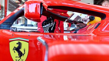 Sainz subido en el Ferrari de 2018 en un test anterior en Fiorano.