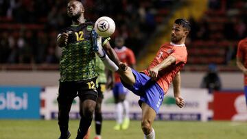 Soccer Football - International Friendly - Costa Rica v Jamaica - Nacional de Costa Rica Stadium, San Jose, Costa Rica - March 26, 2019  Costa Rica&#039;s Giancarlo Gonzalez in action with Jamaica&#039;s Javon East   REUTERS/Juan Carlos Ulate