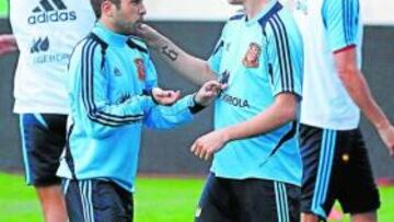 <b>FELIZ. </b>Torres, ayer en el entrenamiento de España en el Calderón.