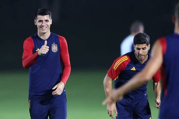 Morata, durante un entrenamiento en Doha.