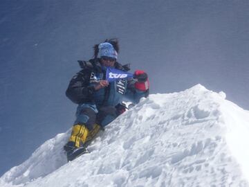 Edurne con Al Filo de lo Imposible coronando el Annapurna.