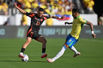 La Selección Colombia y la Selección de Brasil igualaron 1-1 en el cierre del Grupo D de la Copa América, gracias a las anotaciones de Rapinha y Daniel Muñoz.