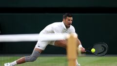 Tennis - Wimbledon - All England Lawn Tennis and Croquet Club, London, Britain - July 8, 2024 Serbia's Novak Djokovic in action during his fourth round match against Denmark's Holger Rune REUTERS/Isabel Infantes