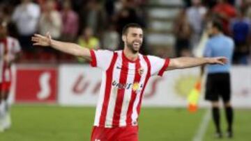 Rodri celebra su gol al Valladolid.