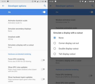 Cómo activar el notch en Android 9 y simular que el móvil tiene pestaña